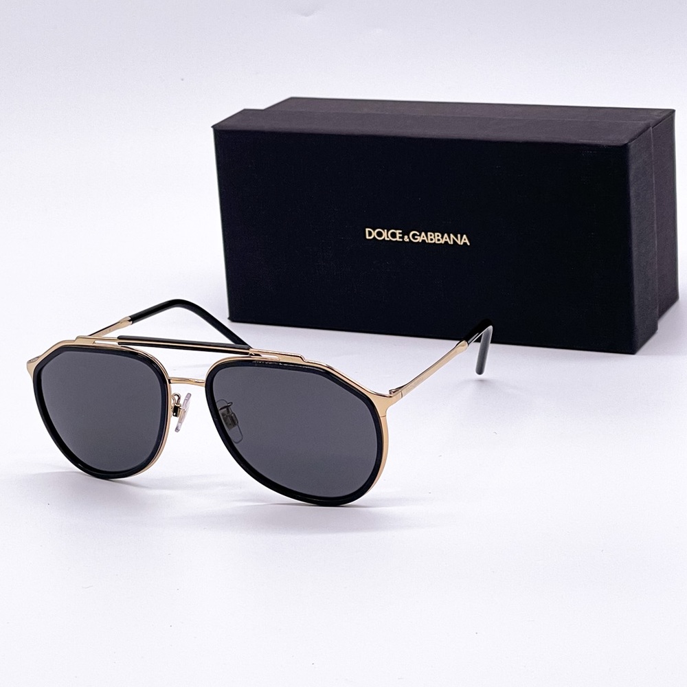 NEW DG2277 02/87 AVIATOR SUNGLASSES DOLCE&GABBANA DG 2277 BLACK GOLD EYEWEAR
